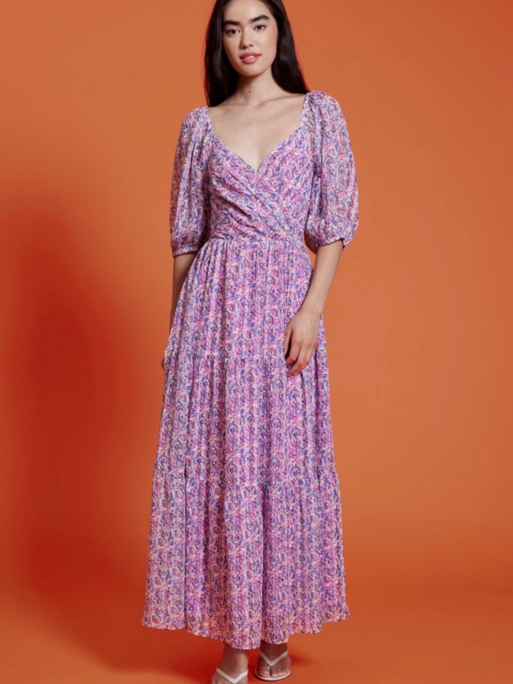 Lucy Paris Floral Maxi Dress in Lavender Pink